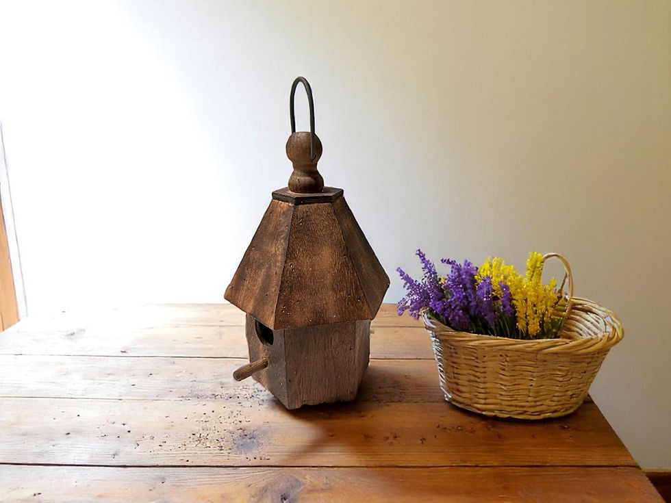 Thumbnail: Rustic Wooden Birdhouses - Hanging or Freestanding Indoor Decor - Farmhouse