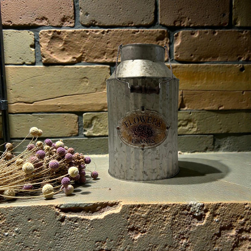 Thumbnail: Galvanized Metal Milk Can Vase | Flowers & Plants Badge | Rustic Home Decor