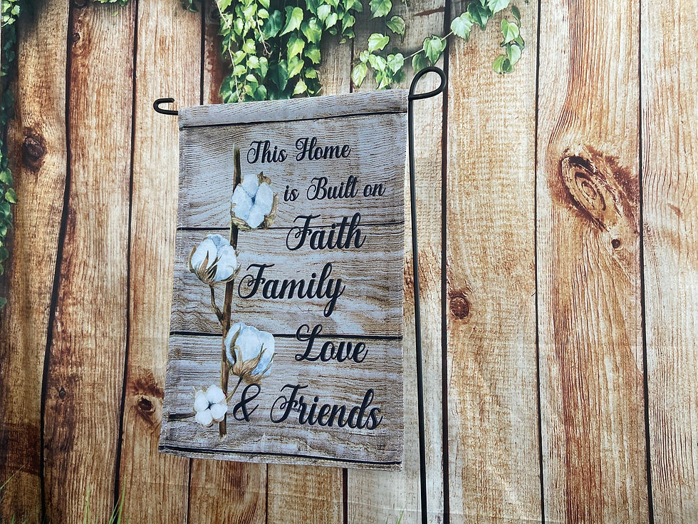 Thumbnail: Faith Family Love & Friends Garden Flag | Cotton Stem Farmhouse Yard Decor