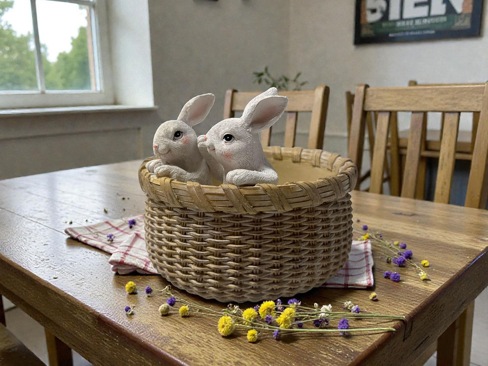 Thumbnail: Resin Basket with Bunnies | Easter Centerpiece Decor | Farmhouse Spring Display