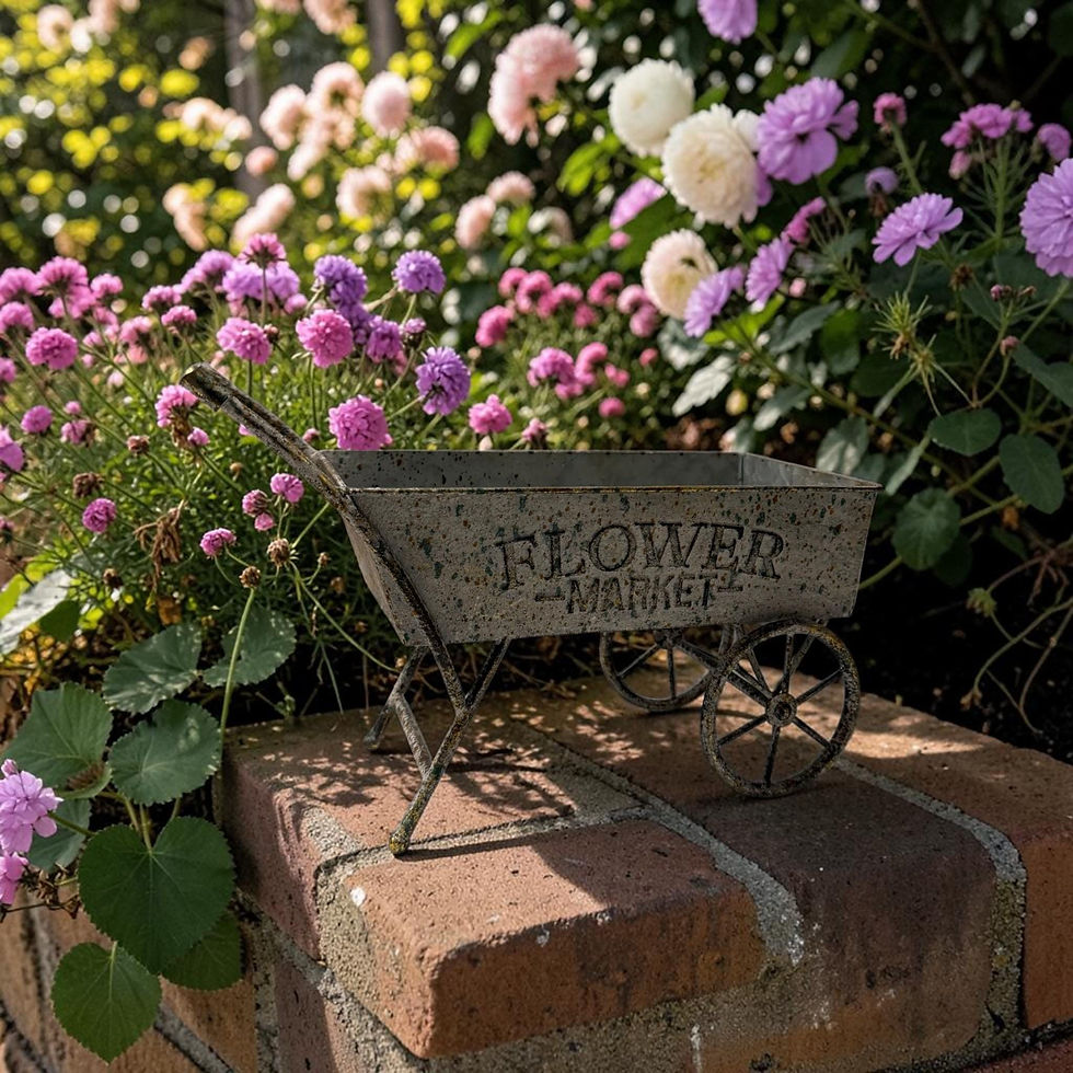 Thumbnail: Flower Market Metal Wheelbarrow Planter | Rustic Tabletop Decor