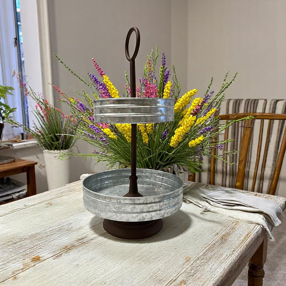 Thumbnail: Galvanized Rustic Metal Display Stand, Farmhouse Centerpiece, Tiered Server