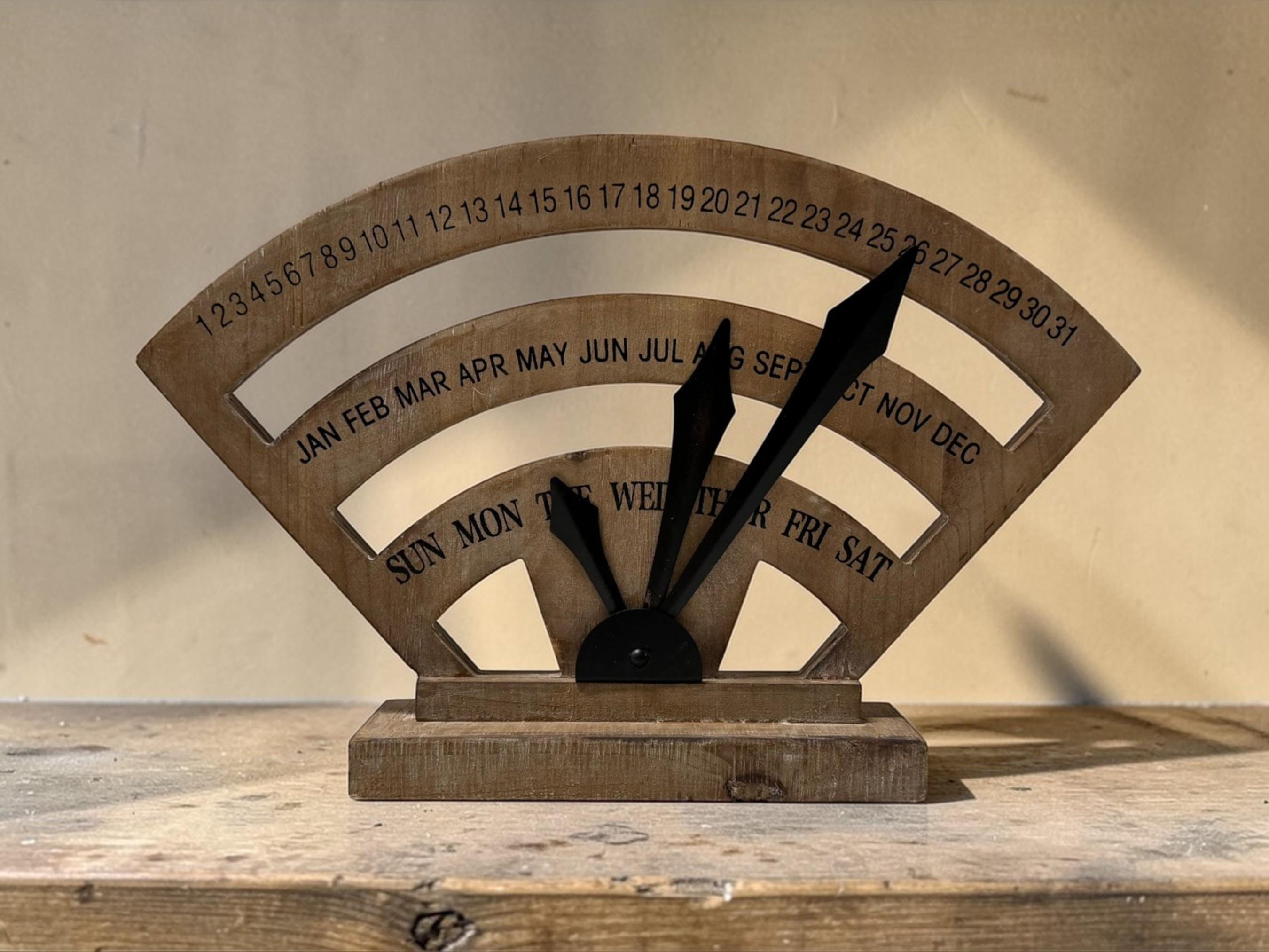 Perpetual Wood Desk Calendar | Fan Scale Design | Rustic Office Decor
