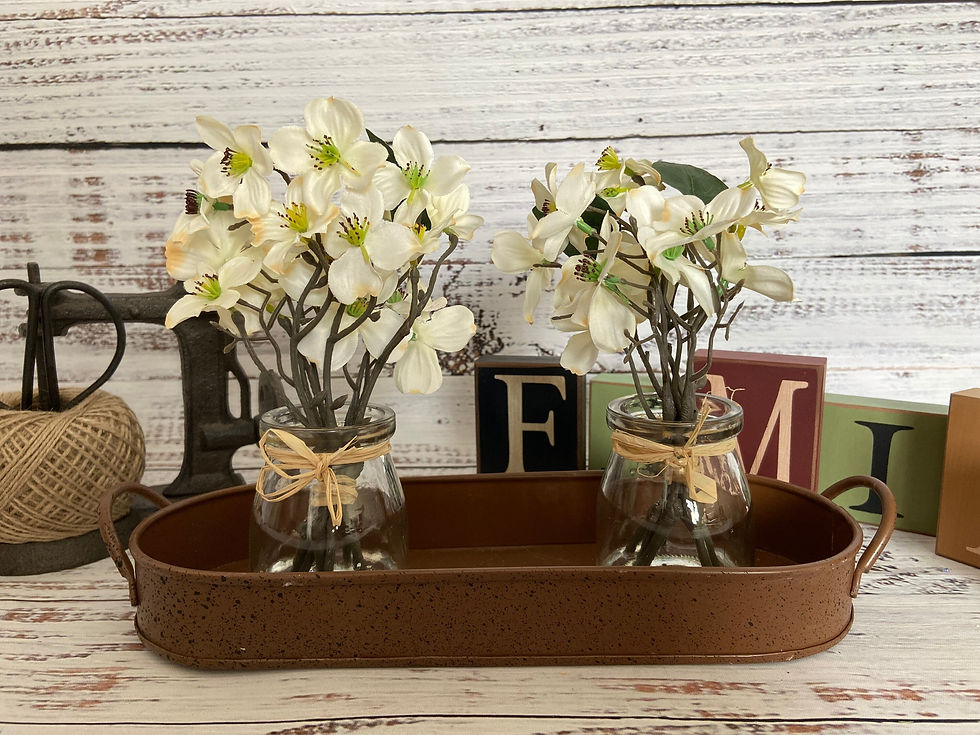 Thumbnail: White Artificial Dogwood Blossoms in Glass Jar - Home Decor Accent