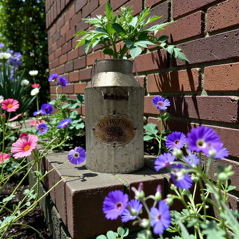 Thumbnail: Galvanized Metal Milk Can Vase | Flowers & Plants Badge | Rustic Home Decor