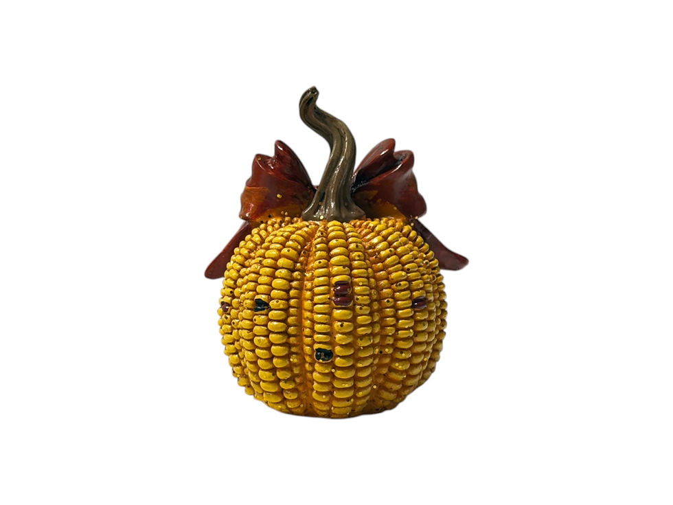 Thumbnail: Harvest Corn Pumpkin with Bow, Resin Fall Decor, Choose Style or Set of 2