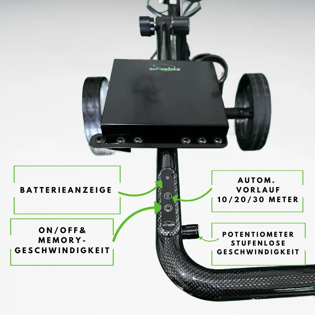 Golf-Elektro-Trolley Golftrolley Elektrotrolley Golfshop Schweiz Caddy beste Elektro Cart Elektrisch kauf Test Empfehlung