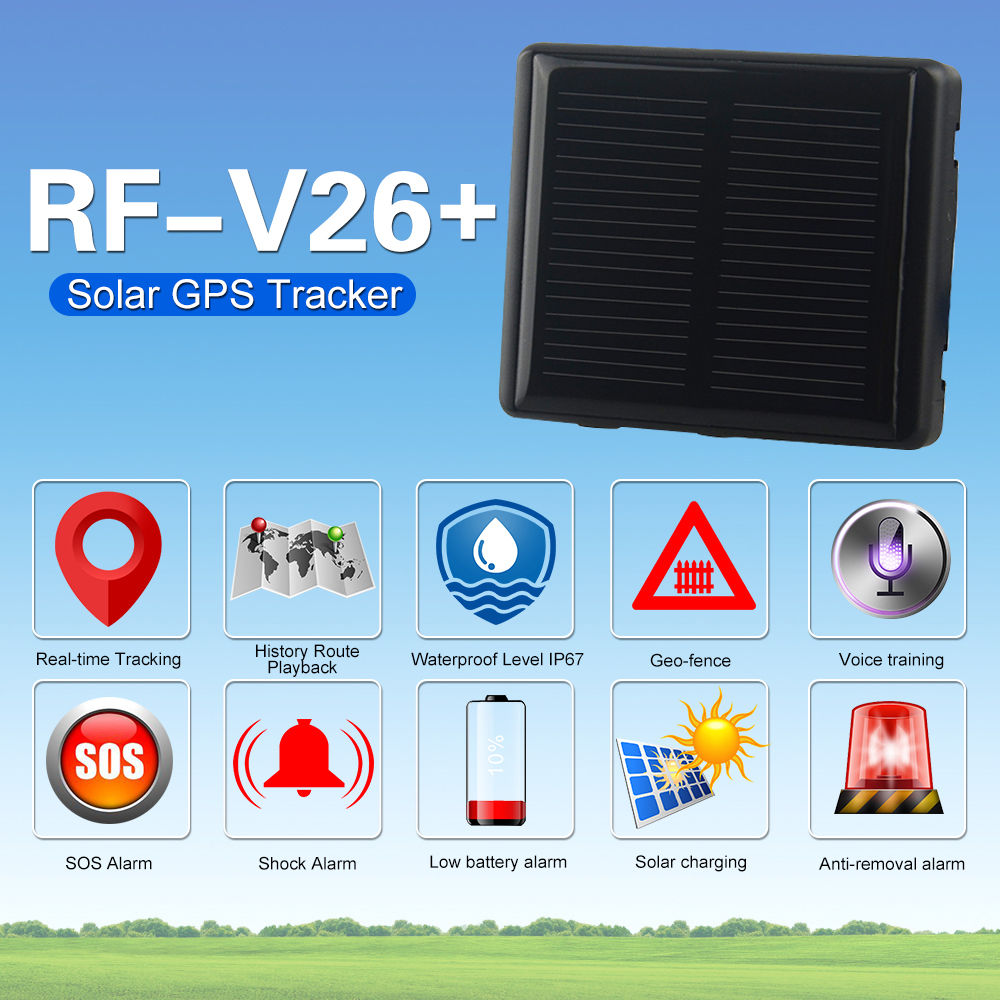 Solar GPS Tracker 3000mAh Battery with Free APP Remote Control - Black