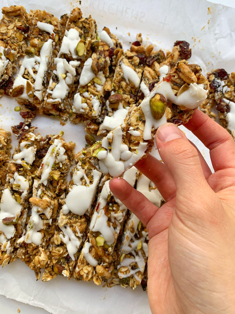 No Bake Cranberry Pistachio Granola Bars (Vegan, GFFriendly)