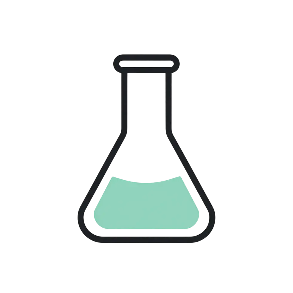 Digital illustration of a laboratory flask filled with light green liquid. The simple, clean design suggests a scientific or experimental theme.