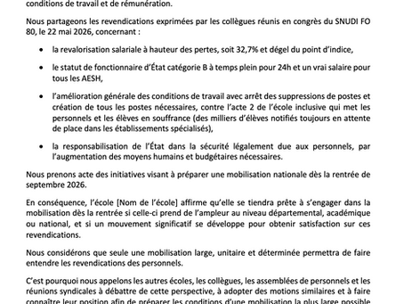 Vagues de chaleur et santé des personnels : la FNEC FP-FO écrit au ministre.