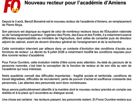 Un nouveau recteur pour l'académie d'Amiens...