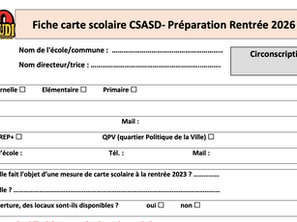 Fiche carte scolaire 2026 : renseignez vos informations pour défendre vos classes !