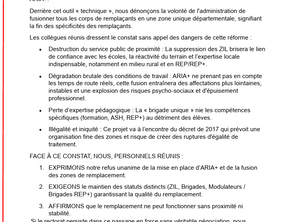 NON À LA FUSION DES REMPLAÇANTS !