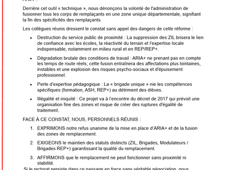 NON À LA FUSION DES REMPLAÇANTS !