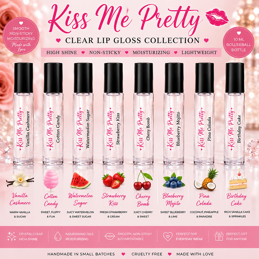 Luxury Kiss Me Pretty lip gloss with moisturizing shine, non-sticky formula, and beautiful shimmer finish