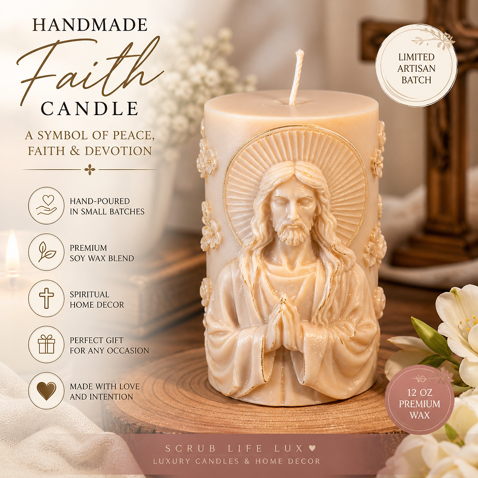 Handmade Jesus candle Christian home decor religious pillar candle gift
