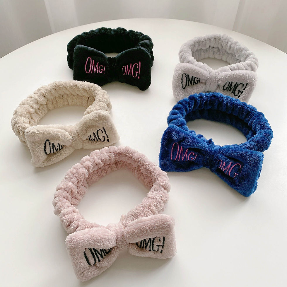 Thumbnail: Spa Bow Headband Plush Face Wash Makeup Hair Band Cute Skincare Headband