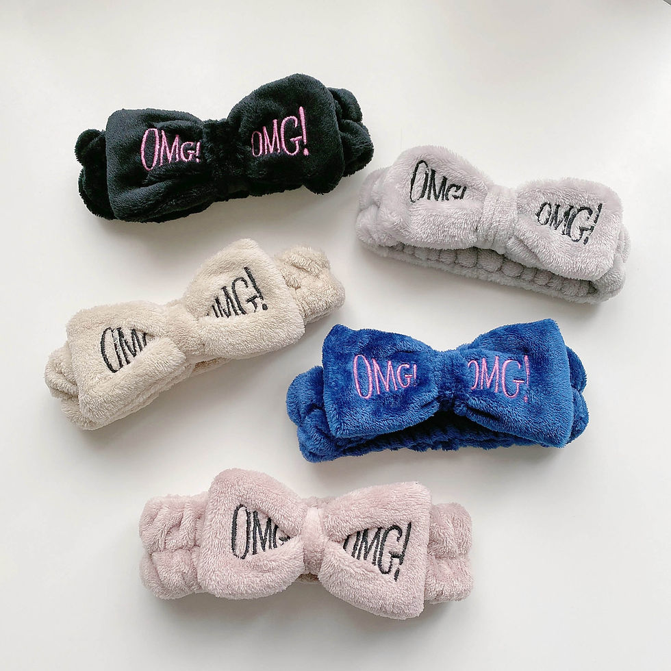 Thumbnail: Spa Bow Headband Plush Face Wash Makeup Hair Band Cute Skincare Headband