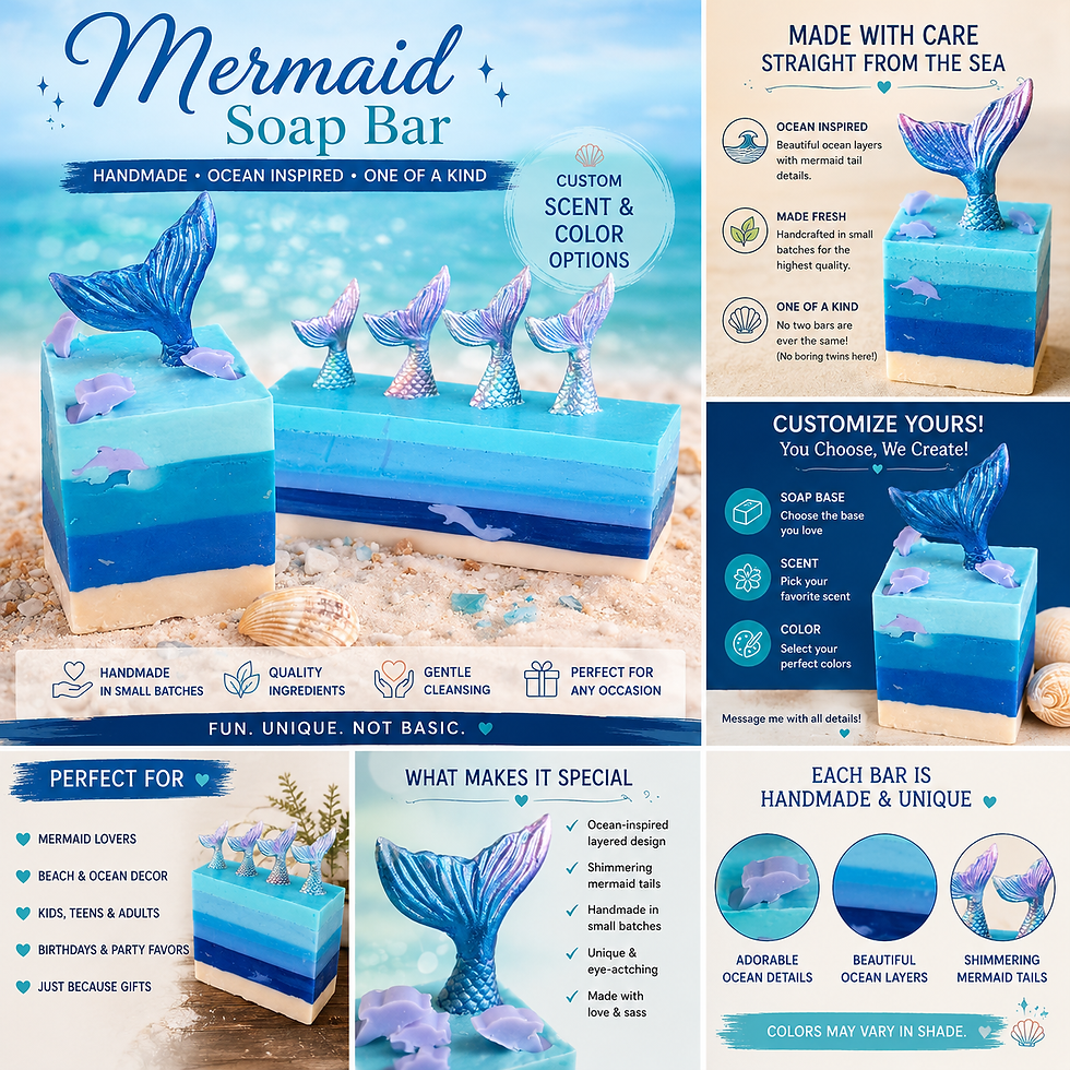 ocean themed soap with mermaid tail design