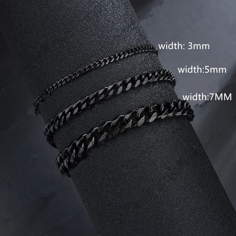 Thumbnail: Jewelry Gift 3/5/7mm Width Curb Chain Men