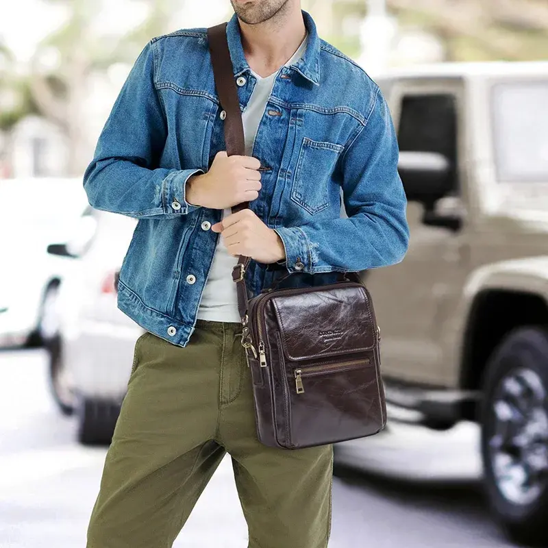 Thumbnail: New Genuine Leather Messenger Bag