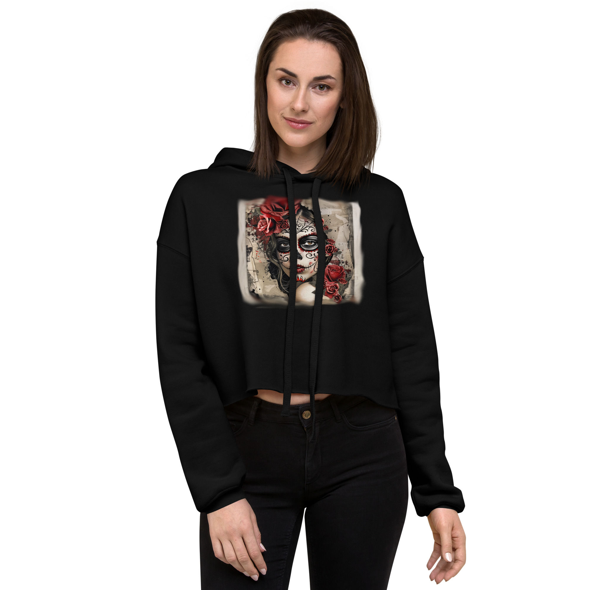 Sugar Skull 1 Crop Hoodie
