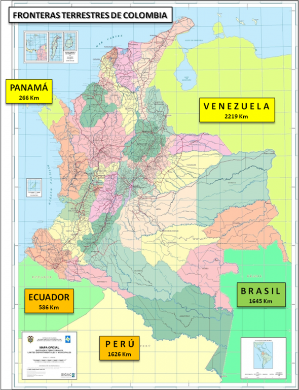 mapa fronteras terrestres