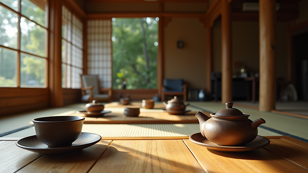 Close-up view of a traditional Japanese tea house