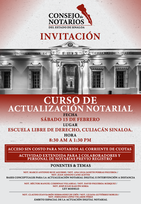 ATENTA INVITACIÓN NOTARIOS DE SINALOA