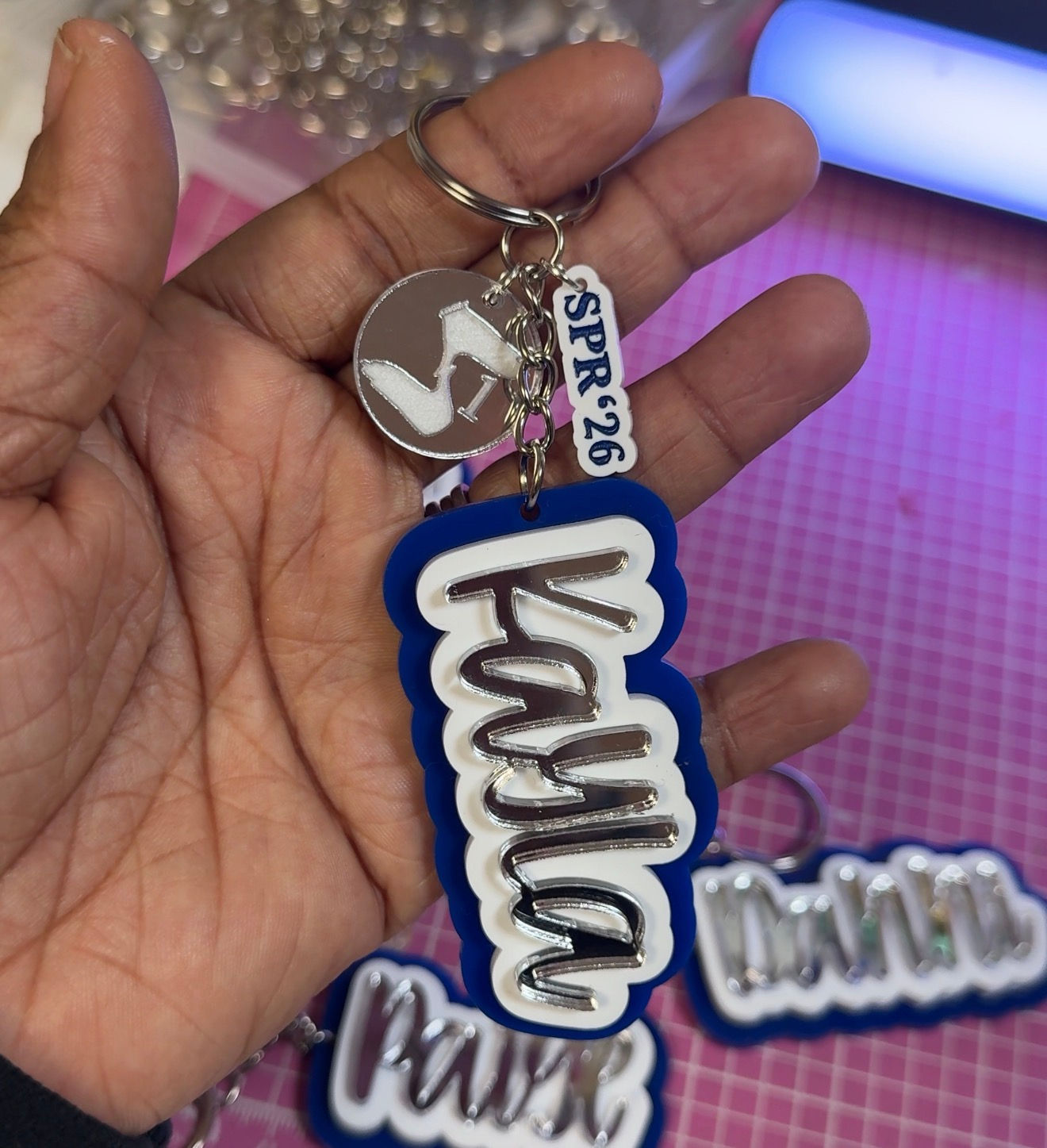 Zeta Two Charm Keychain