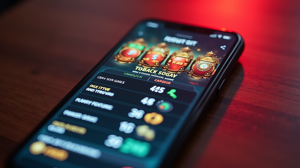 Close-up view of a smartphone displaying slot game results and bonus features