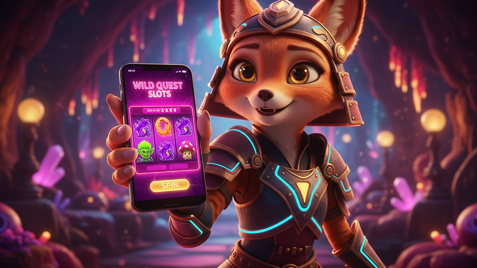 Close-up view of a hand holding a smartphone displaying a slot game