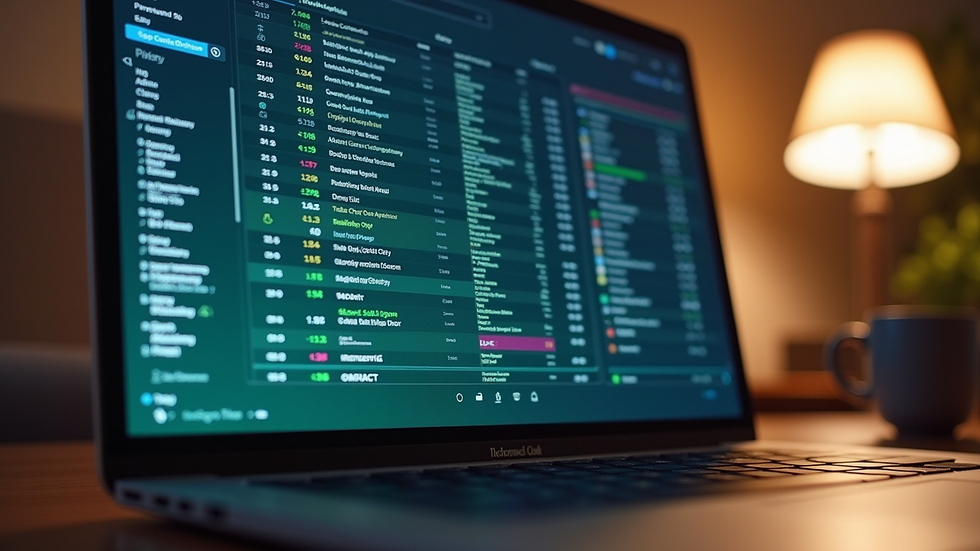 Eye-level view of a laptop screen showing football statistics