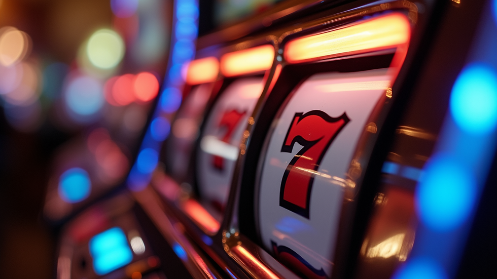 Close-up view of slot machine reels spinning
