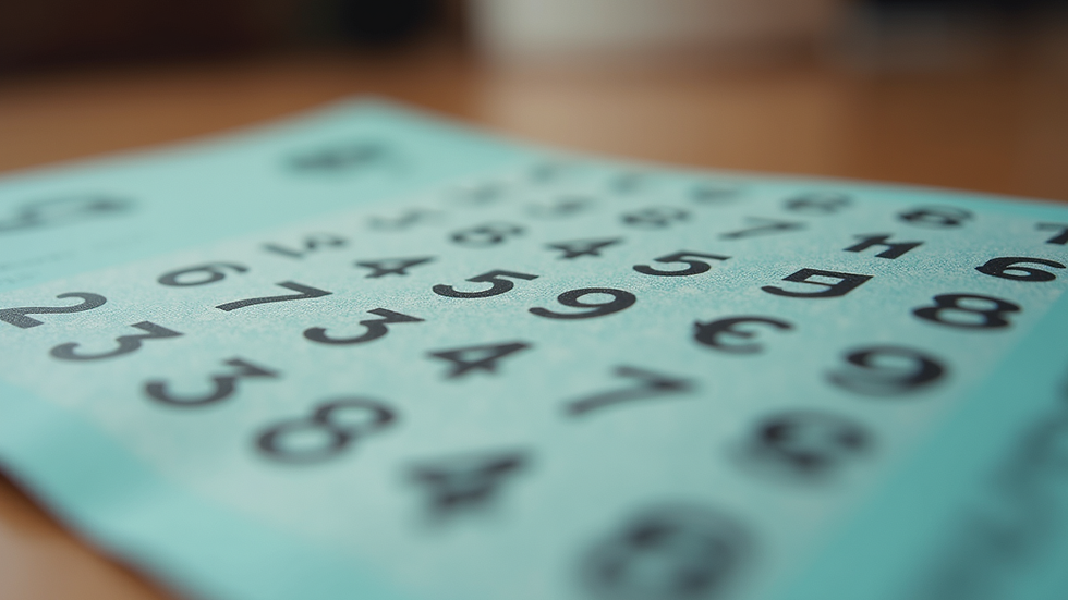 Eye-level view of lottery ticket with numbers