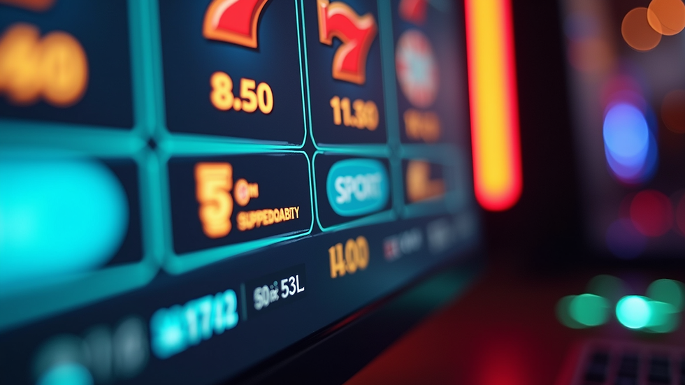 Close-up view of a computer screen showing slot game interface
