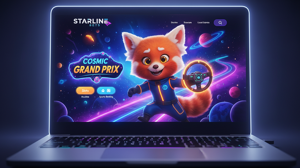 Eye-level view of a laptop screen showing an online gambling website