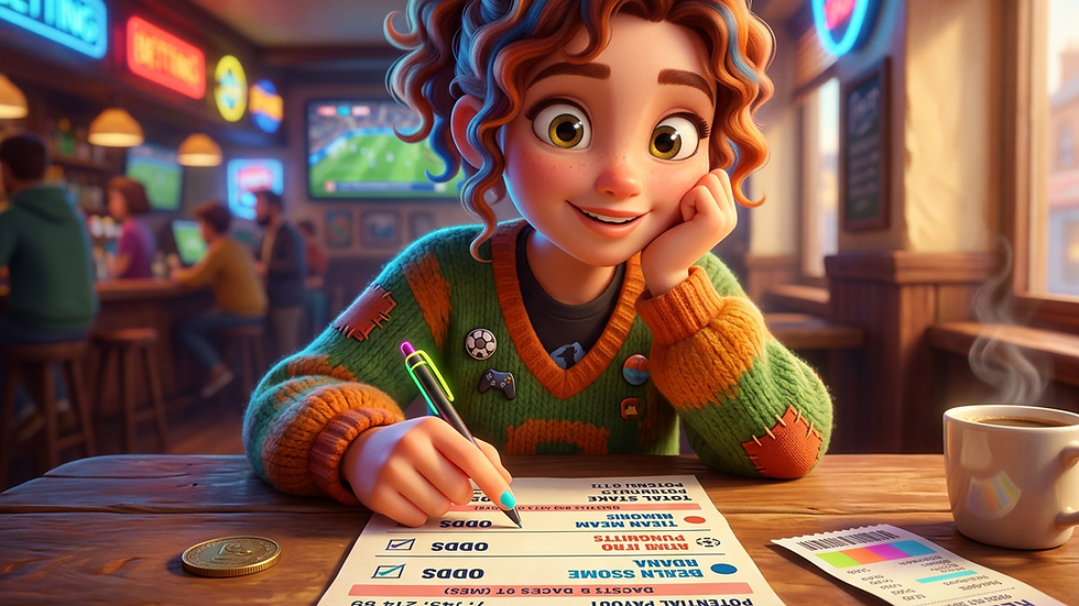 Eye-level view of a sports betting slip on a wooden table