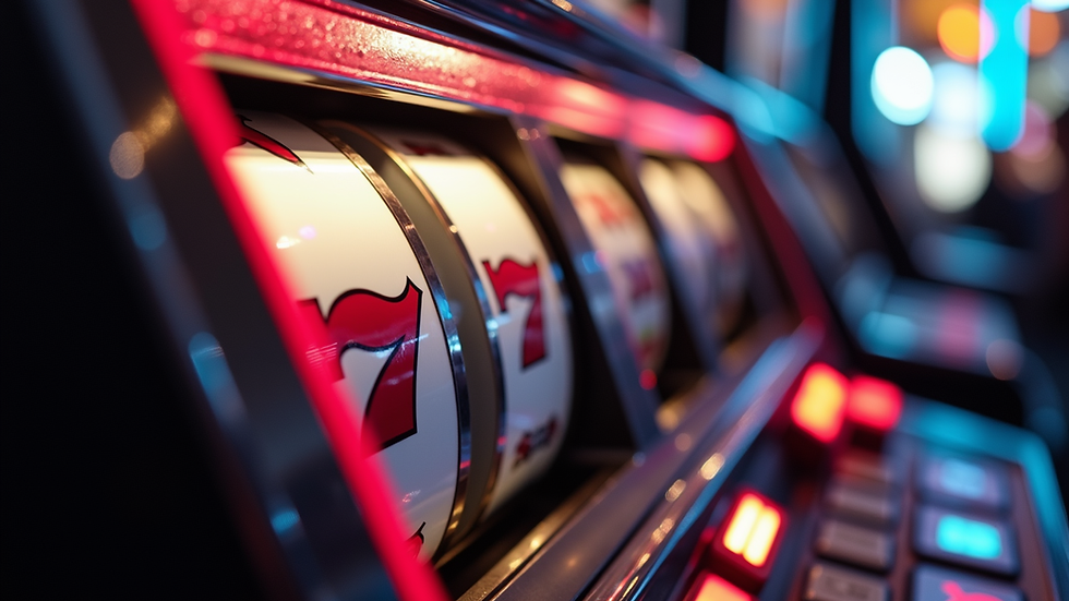 Close-up view of slot machine reels spinning