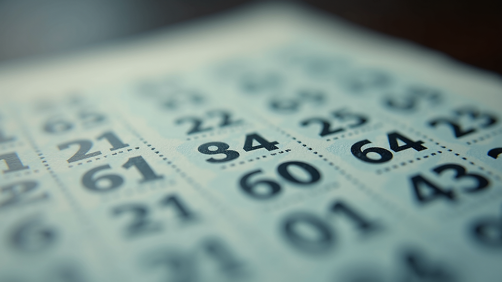 Eye-level view of lottery ticket with numbers