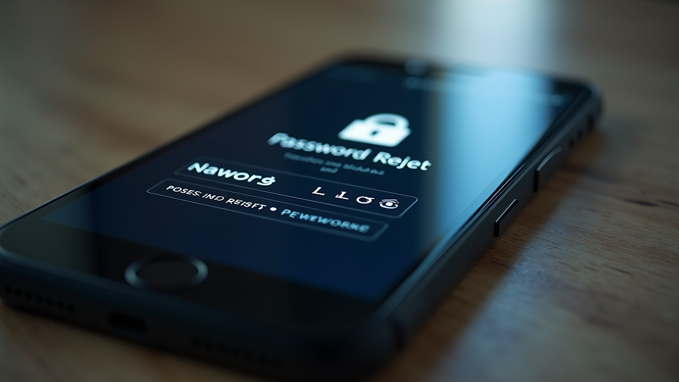 Close-up view of smartphone showing password reset screen