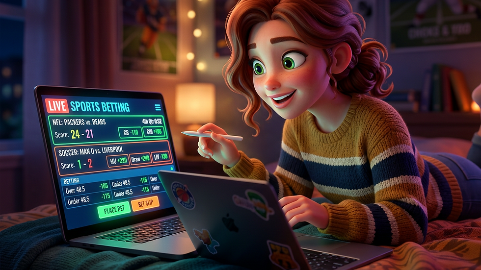 Close-up view of a laptop screen showing live sports betting odds