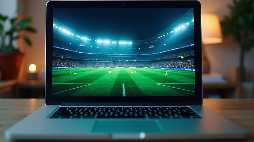 Eye-level view of a laptop screen showing a live football match betting interface