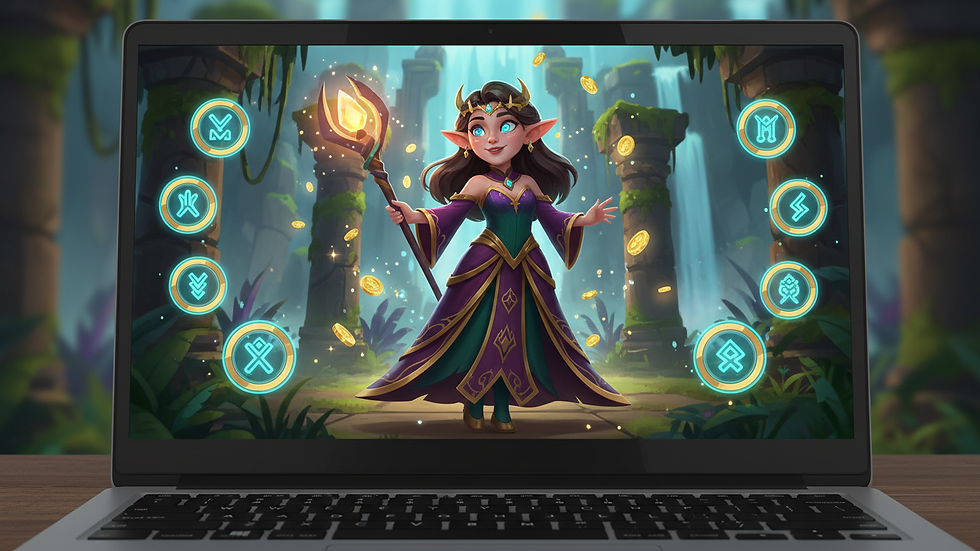 Eye-level view of a laptop screen showing an online casino game interface