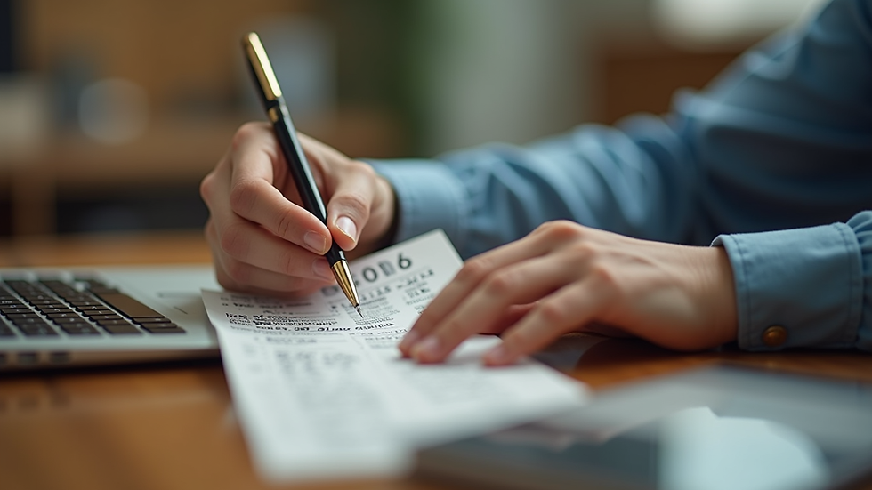 Close-up view of hand holding lottery ticket and pen