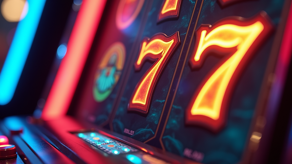 Close-up view of colorful slot game interface
