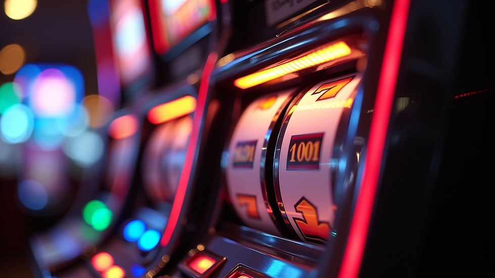 Close-up view of slot machine reels showing winning combination