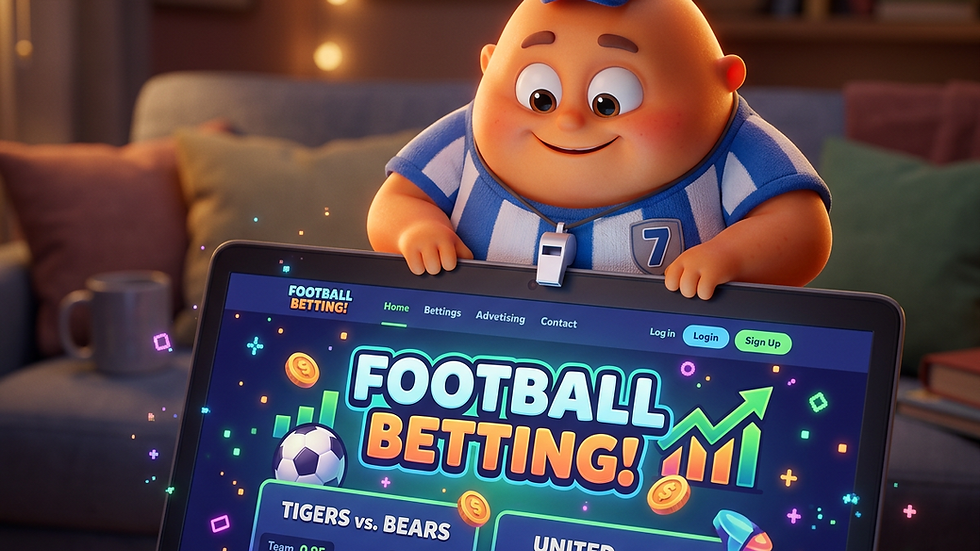 Eye-level view of a laptop screen showing a football betting website
