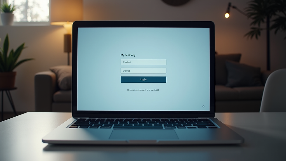 Eye-level view of a laptop screen showing a login page